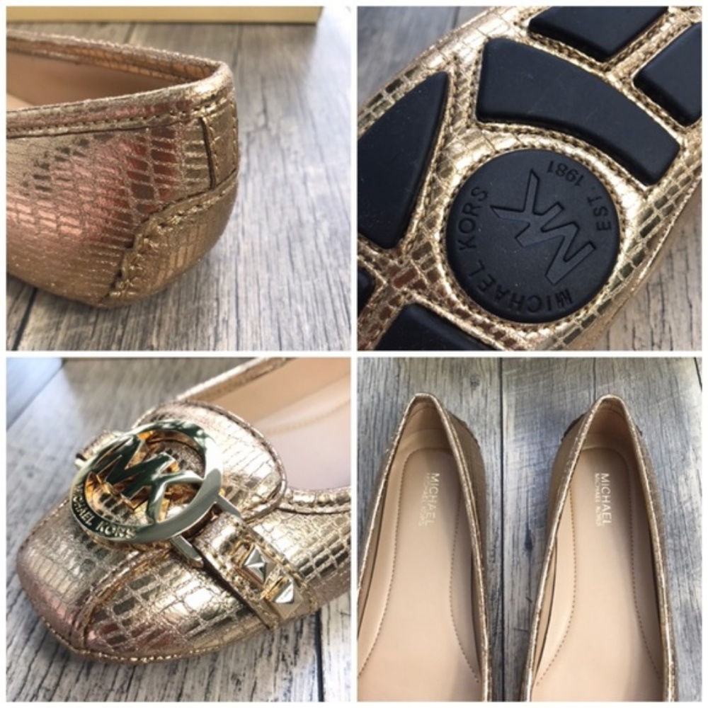 Michel Kors Fulton Moc Embossed Metallic PU Gold - Picture 7 of 7